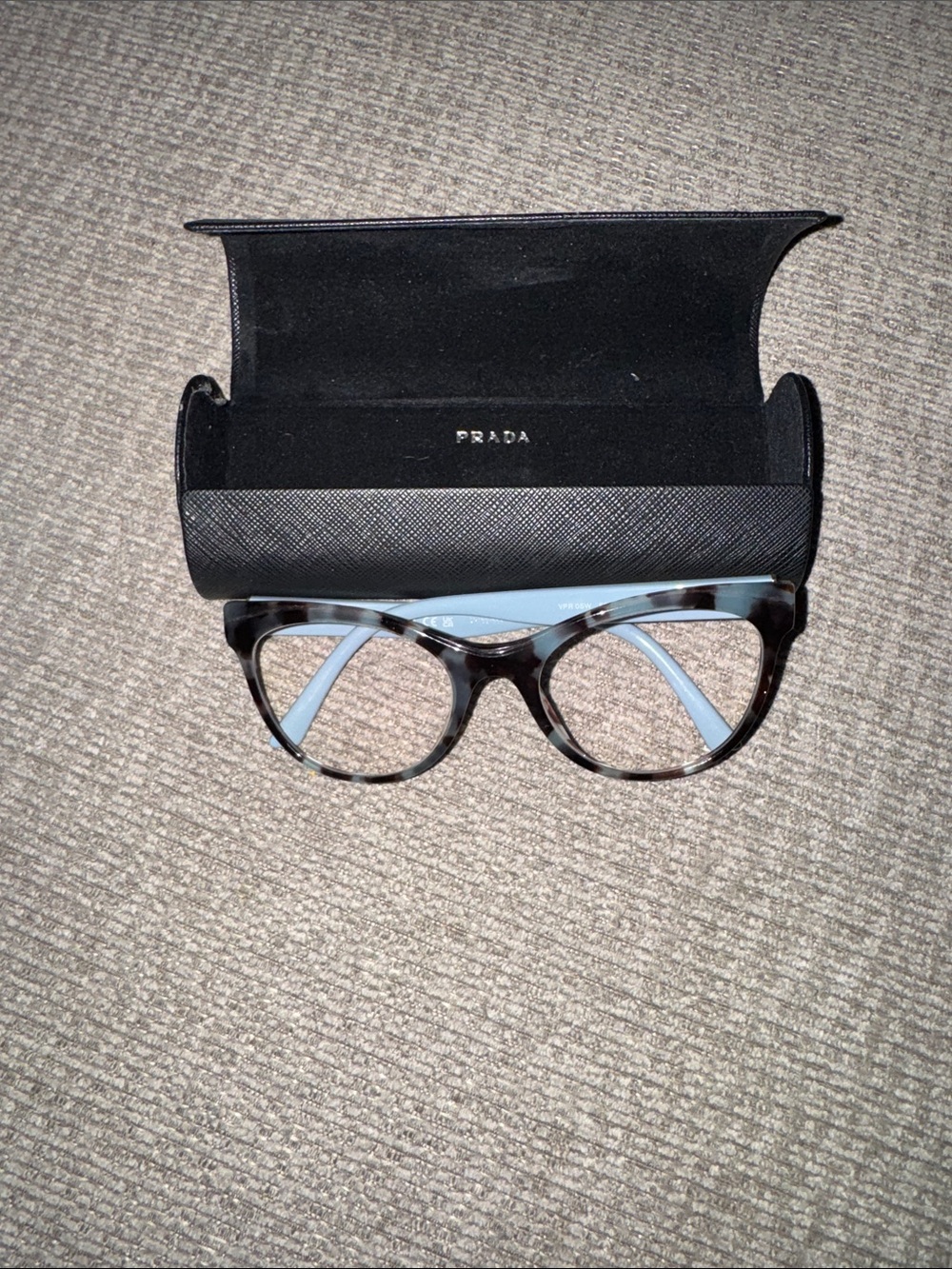 Prada framesTortoiseshell Front Glasses with Light Blue Temples
